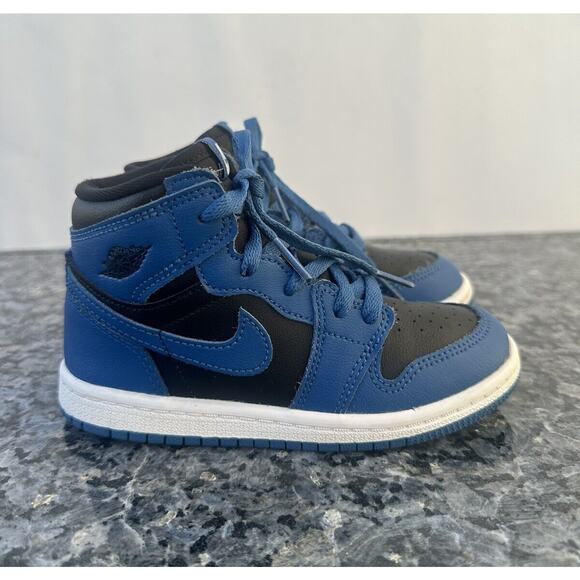 Nike Air Jordan 1 Retro High OG Kid Size 10C Dark Marina Blue Black AQ2665-404